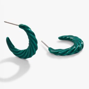 ALEX AND ANI Textured Huggie Hoops,GREEN EARRINGS|Sterling Silver Posts|New WTag